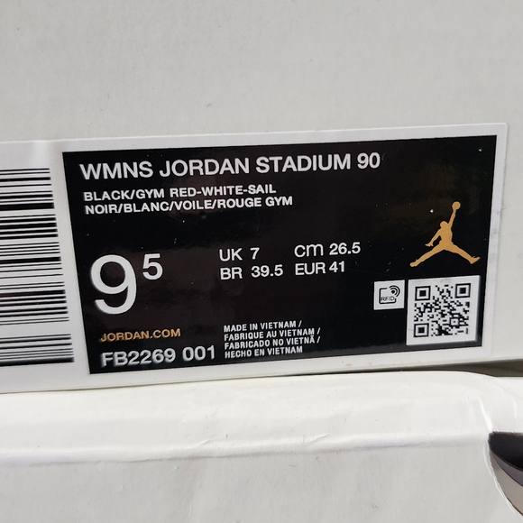Jordan Stadium 90 Sneakers Womens Black Red White NIB - Picture 7 of 7